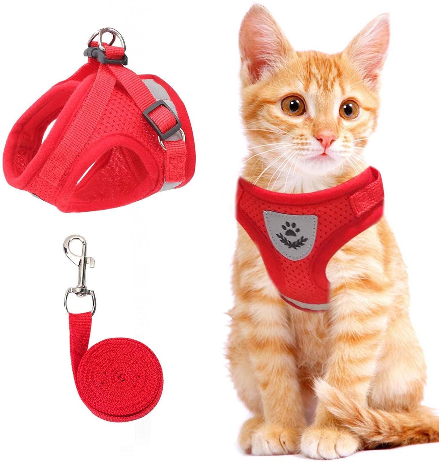 🐈Cat & Dog Vest Harness🐕 All Weather Mesh, Reflective Strap💝Adjustable Step-in Harness for Small Pets