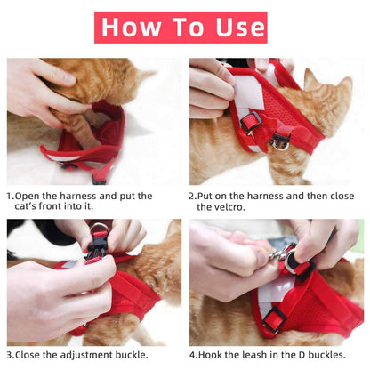 🐈Cat & Dog Vest Harness🐕 All Weather Mesh, Reflective Strap💝Adjustable Step-in Harness for Small Pets