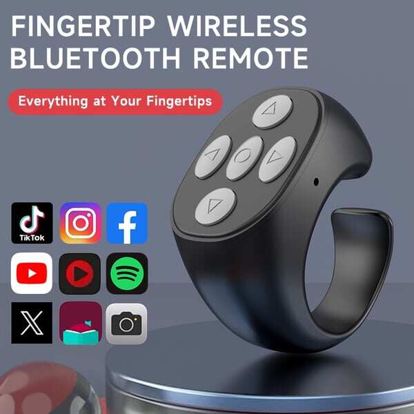 ⏳Fingertip Wireless Bluetooth Remote Control🤳Fingertip Selfie/Video Control/ Auto Page Turner for Phones