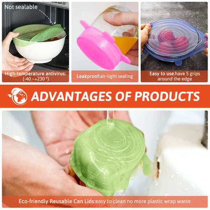 🔥✨Silicone Cover Stretch Lids Reusable Airtight Food Wrap Covers