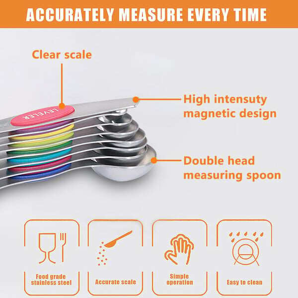 🥄✨Stainless Steel Magnetic Measuring Spoons Set