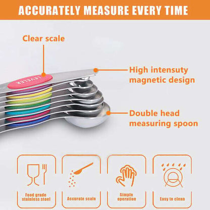 🥄✨Stainless Steel Magnetic Measuring Spoons Set