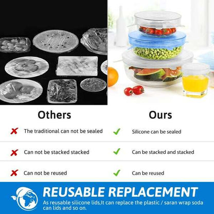 🔥✨Silicone Cover Stretch Lids Reusable Airtight Food Wrap Covers