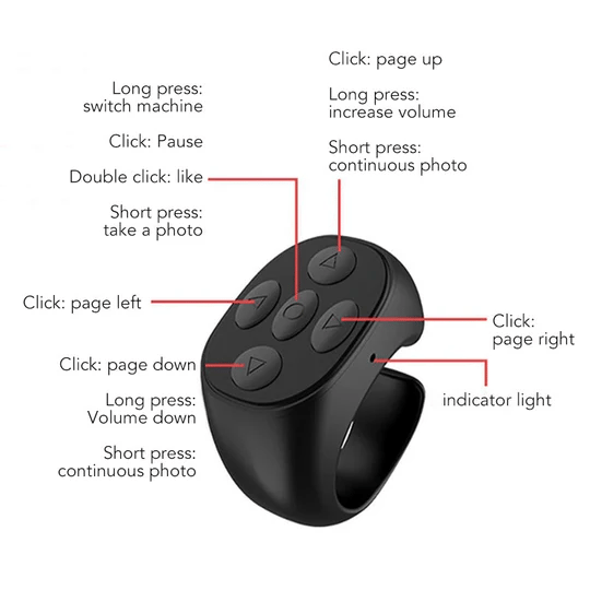 ⏳Fingertip Wireless Bluetooth Remote Control🤳Fingertip Selfie/Video Control/ Auto Page Turner for Phones