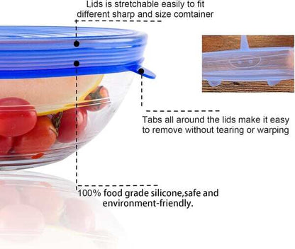 🔥✨Silicone Cover Stretch Lids Reusable Airtight Food Wrap Covers