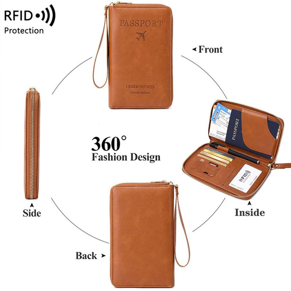 🔐 Multifunctional RFID Passport Wallet ✈️Anti-Theft Protection🛡️Tidy Travel Organizer
