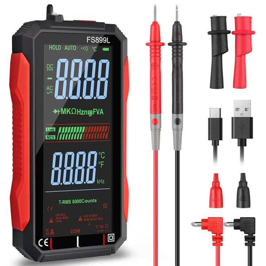 ⚡USB Rechargeable Digital Multimeter🔋– 6000 Counts, Large Color Screen & Backlight! 🛠️🔌