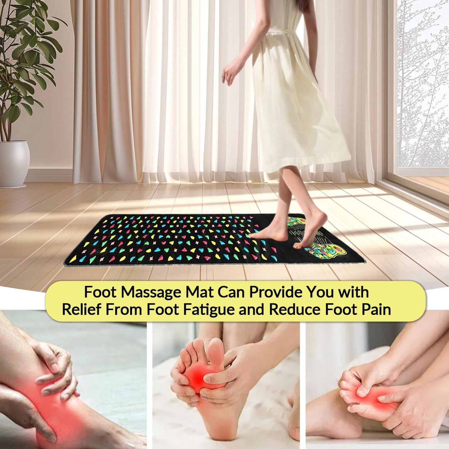 🔥Reflexology Foot Massage Mat🎁💝Stone Walkway Style, Acupressure for Pain & Fatigue Relief☺️