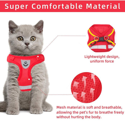 🐈Cat & Dog Vest Harness🐕 All Weather Mesh, Reflective Strap💝Adjustable Step-in Harness for Small Pets