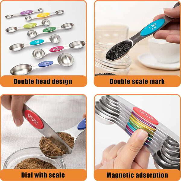 🥄✨Stainless Steel Magnetic Measuring Spoons Set